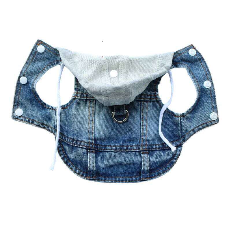 Famous brand Cool Jean Jacket Vest with D Ring Hoodies Small Medium Dogs Spring Dog Clothes Puppy Denim Harness Coat for Walking pupakaIK