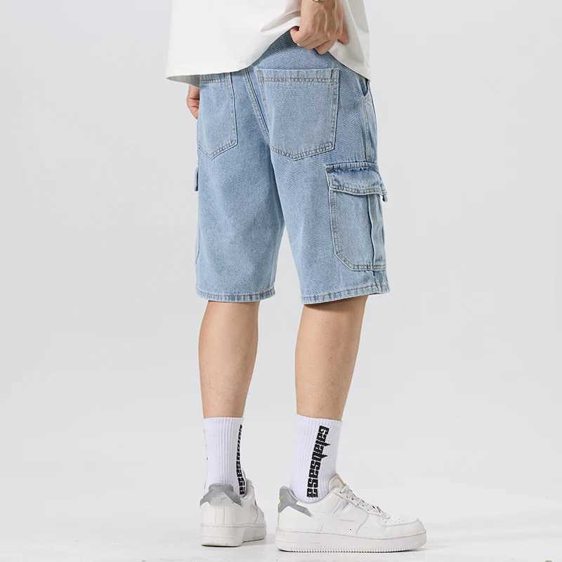 Mens Summer Cool Fashion Denim Jeans Six Pocket Design Regular Fit No Stretch Light Blue Trendy Casual Pants D260320