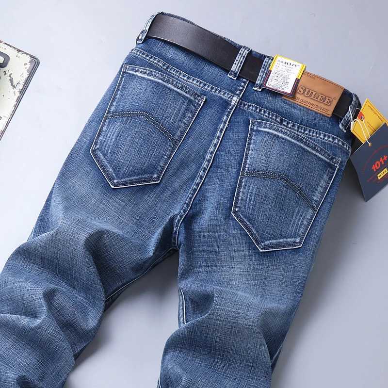 SULEE Autumn New Mens Straight Jeans Business Fashion High Quality Casual Denim Trousers Stretch Soft Classic Male Pants Blue D260320
