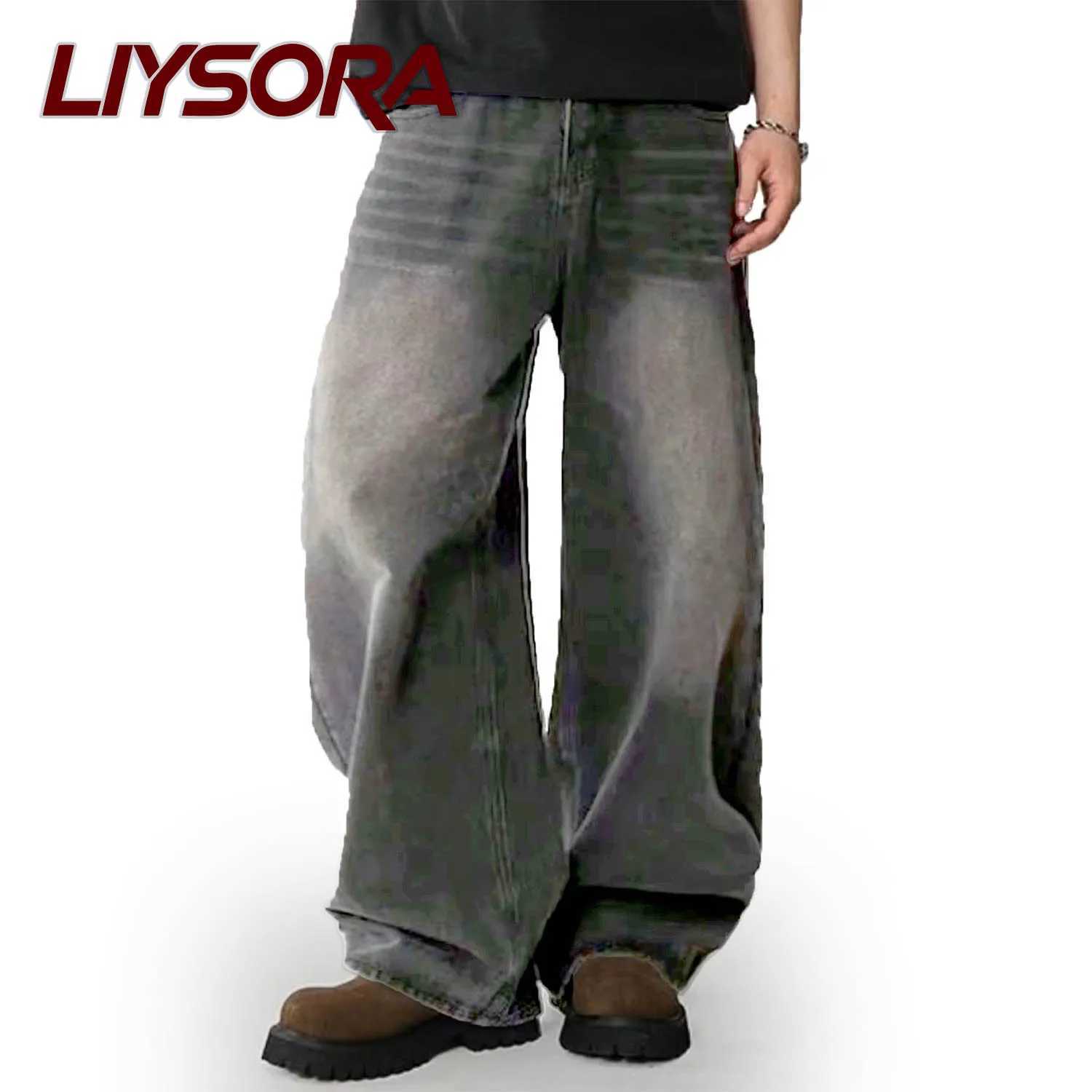 Four Seasons American Retro Black Baggy Wide Leg Jeans Korean Student Casual Straight Loose Denim Pants Gray Blue Jeans Unisex D260320