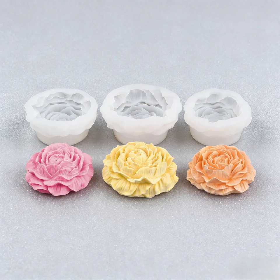 3D Peony Silicone Mold Easy Demould Reusable for DIY Beeswax Candle Soap Car Diffuser Resin Handmade Ornament Mothers Day Gift H260319