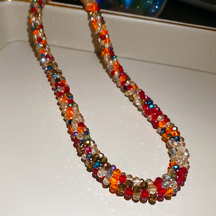 French-style colorful crystal beaded choker necklace women, elegant and luxurious, high-end feel, suitable for pairing with dresses, trendy collarbone - view 8