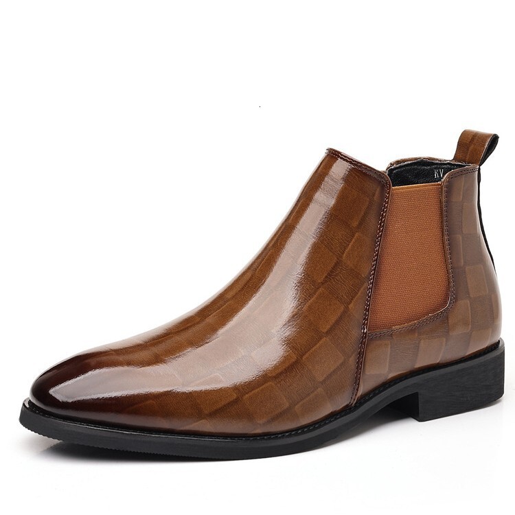 Designer Men's Shoes Chelsea Boots British Style Fashion Pointed Retro Casual High Top Leather Shoes Trendy
