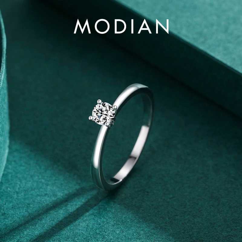 Modian 925 Sterling Silver 10 Hearts Clear CZ Simulated Diamond Simple Wedding Bands Ring For Women Statement Engagement Jewelry H260320 - view 5