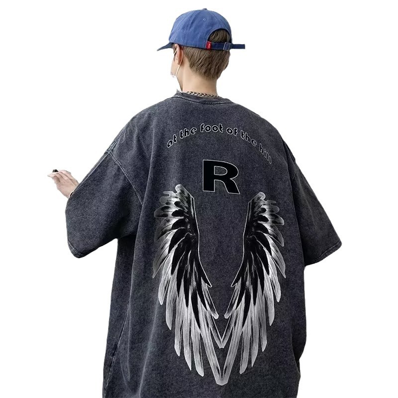 Men's Vintage Washed Graphic T-Shirts | Summer Versatile Oversized 1/2 Sleeve | Y2K Streetwear INS Trendy Tees