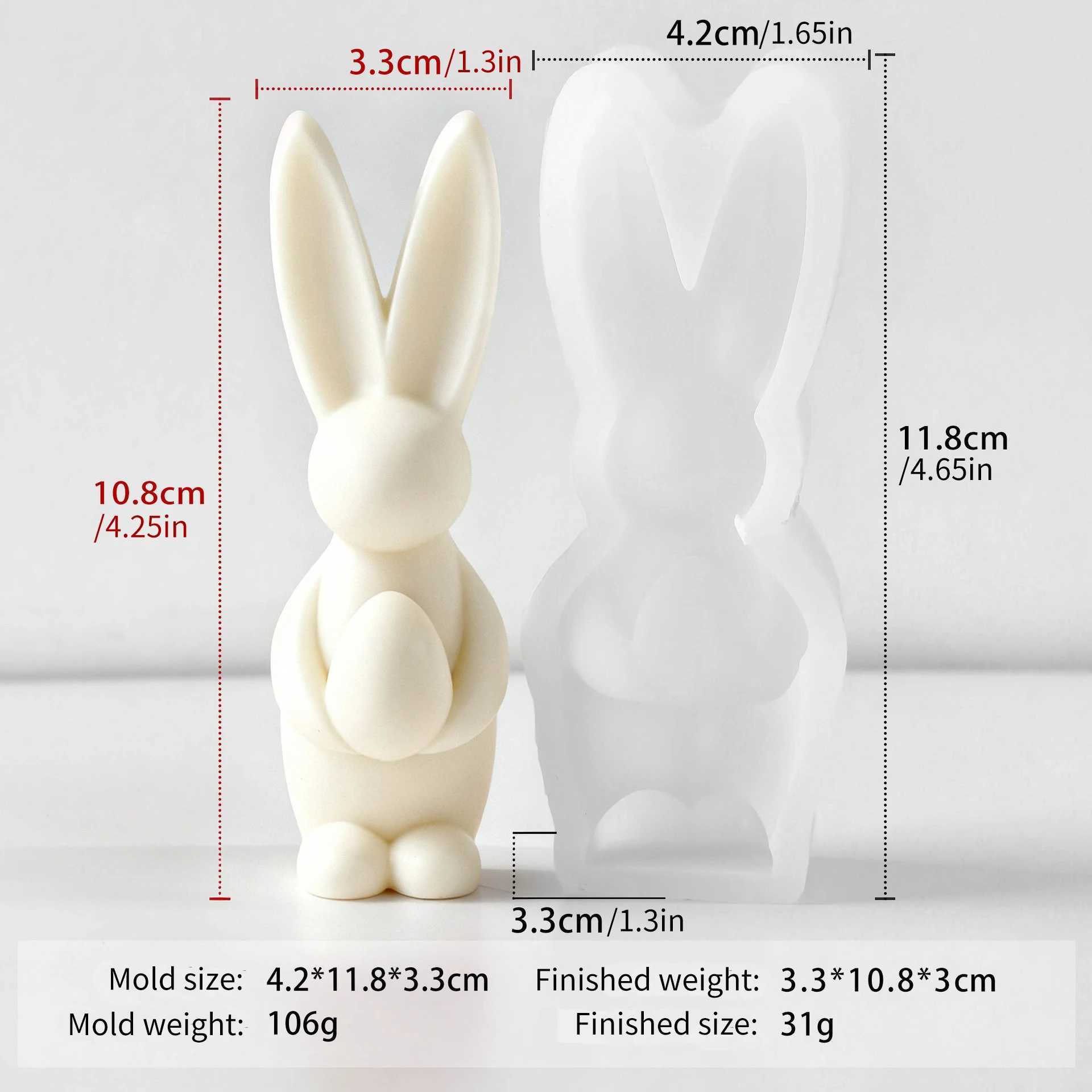 Easter Bunny Candle Silicone 3D Rabbit Bunny Egg Heart Aromatherapy Soap Gypsum Plaster Ornament Gift Mould Home Decor H260319