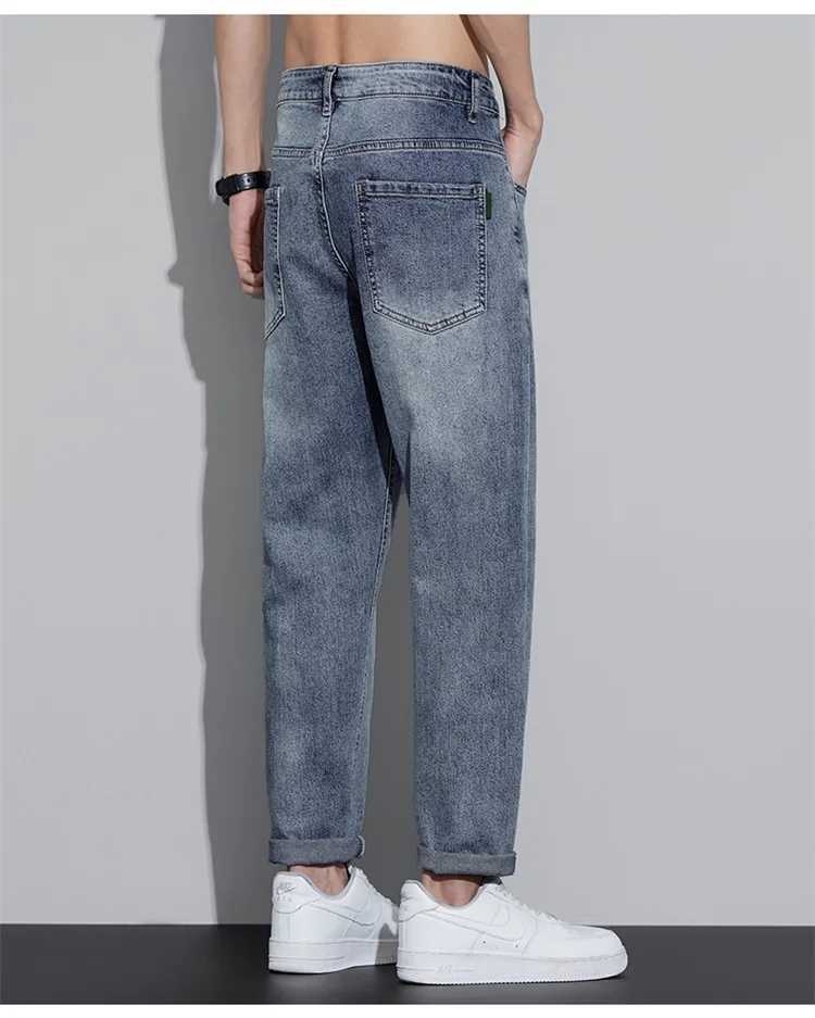 New mens casual long jeans straight leg solid color washed denim wide leg pants for spring and summer must be casual and casual D260320