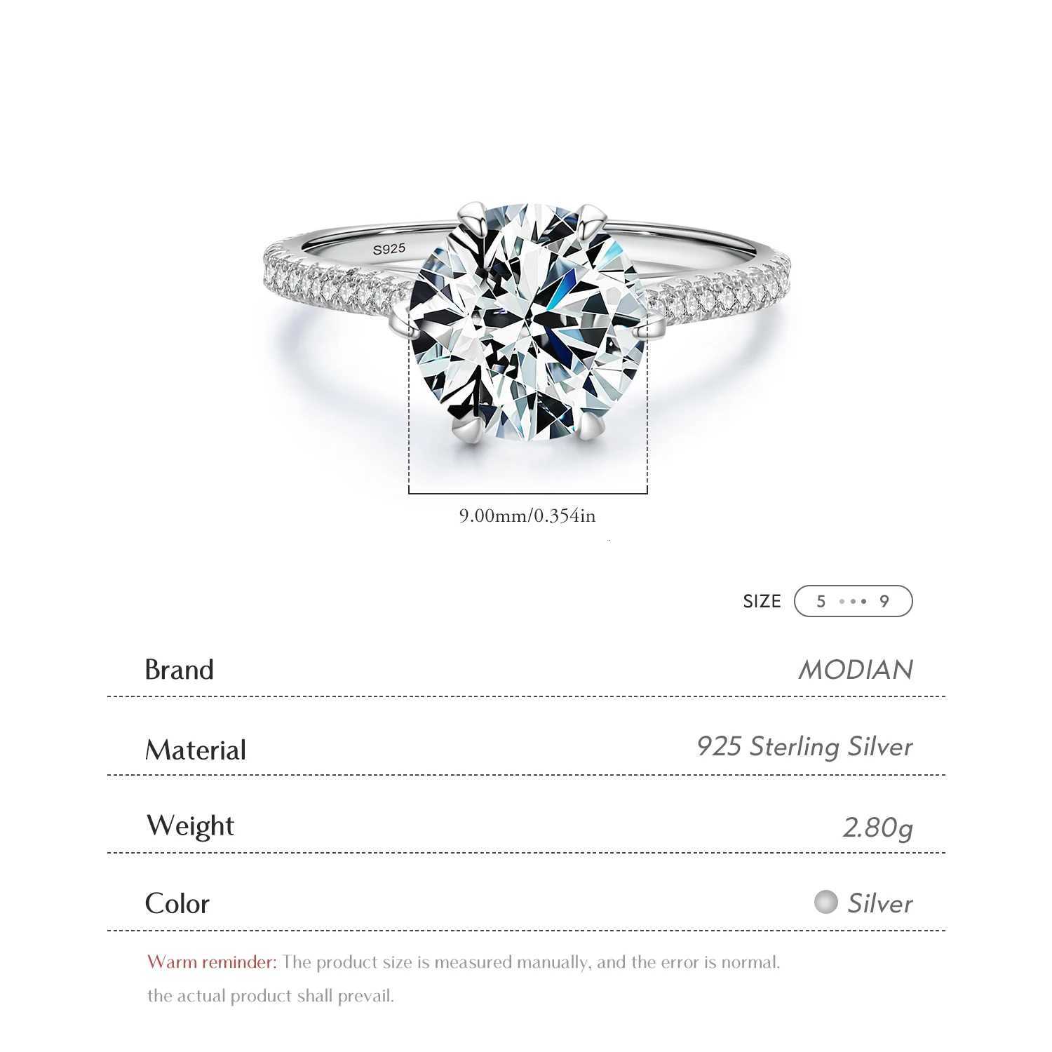 MODIAN 3 Simulated Diamond Ring Classic 925 Sterling Silver Crown Ring for Women Wedding Engagement Statement Fine Jewelry H260320 - view 4