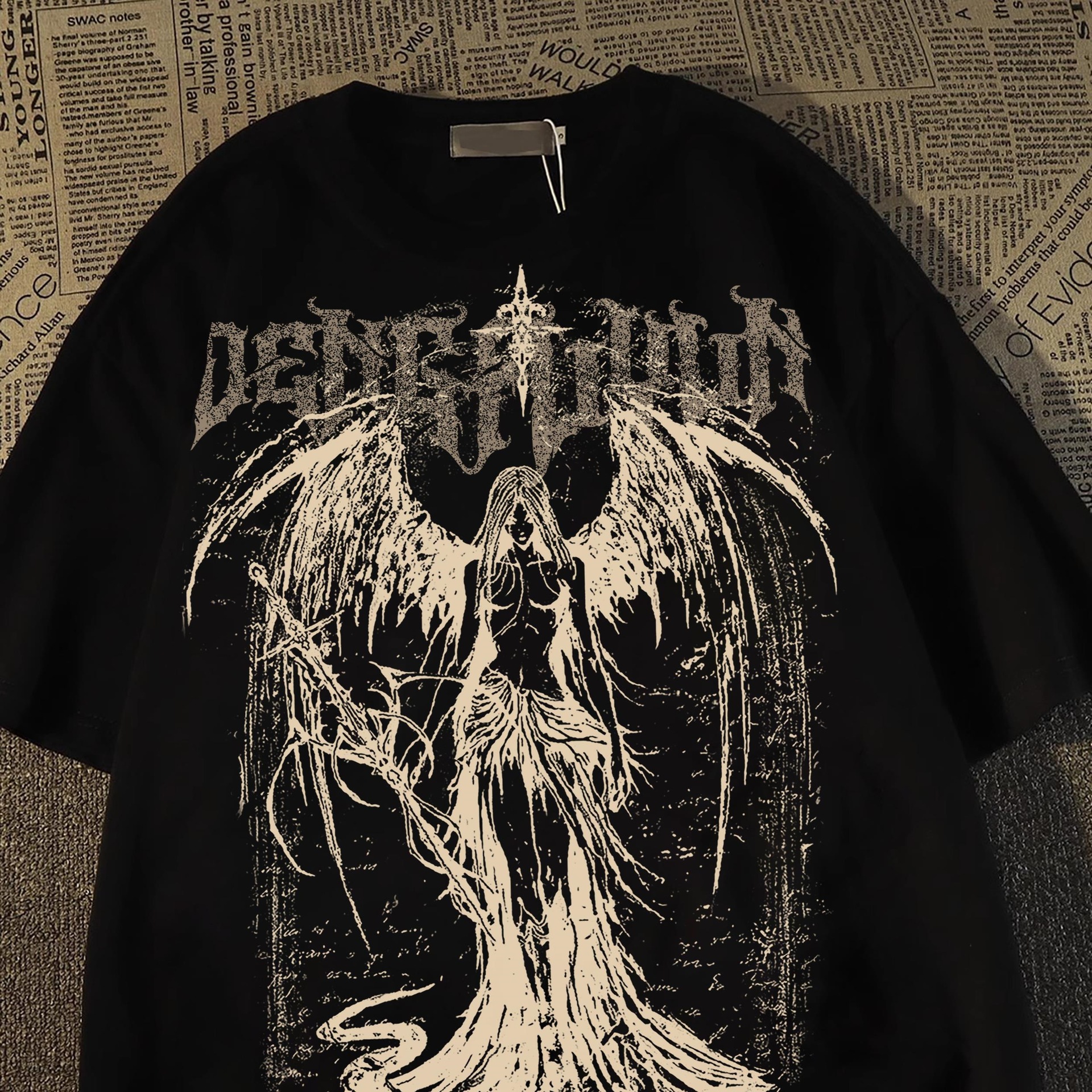 2025 Summer Unisex West Coast Retro Graphic T-Shirt High Street Cotton Short Sleeve Streetwear Top