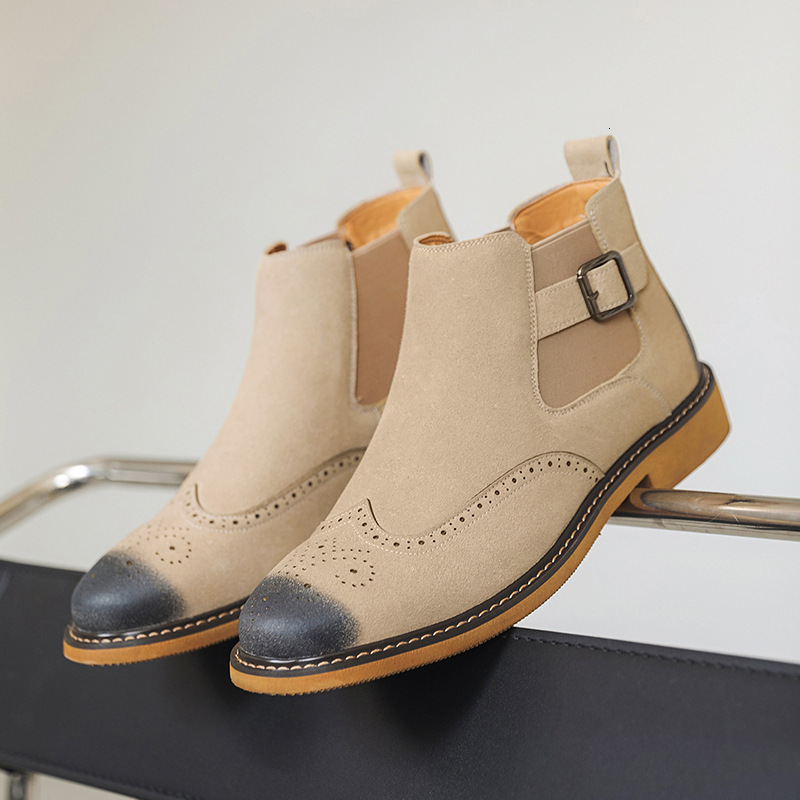Designer Men's Shoes New Chelsea British Retro Leather High Top Men S Boots Foreign Trade Dropshipping