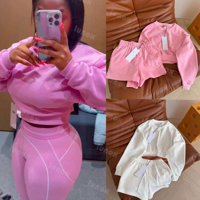 A Yoga Gym Set Aloismness Women Men Shorts Sweatshirt pants Jacket Set Casual Fashion Designer 3D Silver Logo Aloismness Sets Women Clothes Jogging Men Short