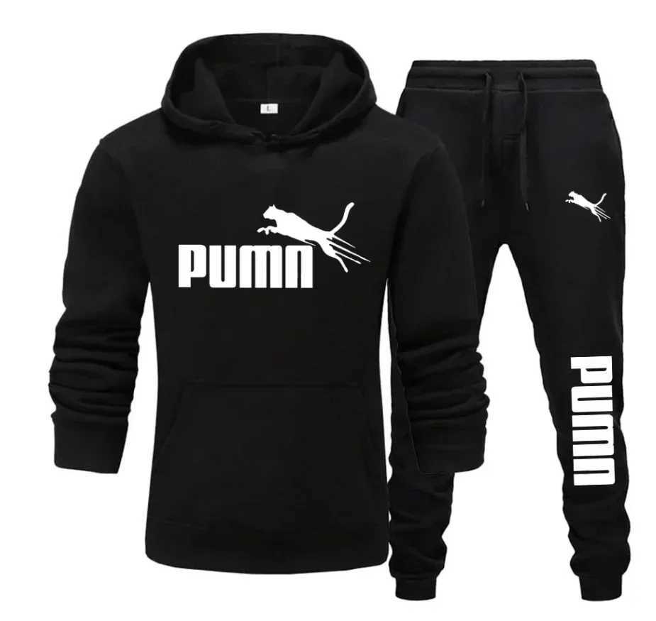 A new autumn and winter fashion fitness jogging casual sportswear set featuring a two-piece hooded sweatshirt and long pants M260320