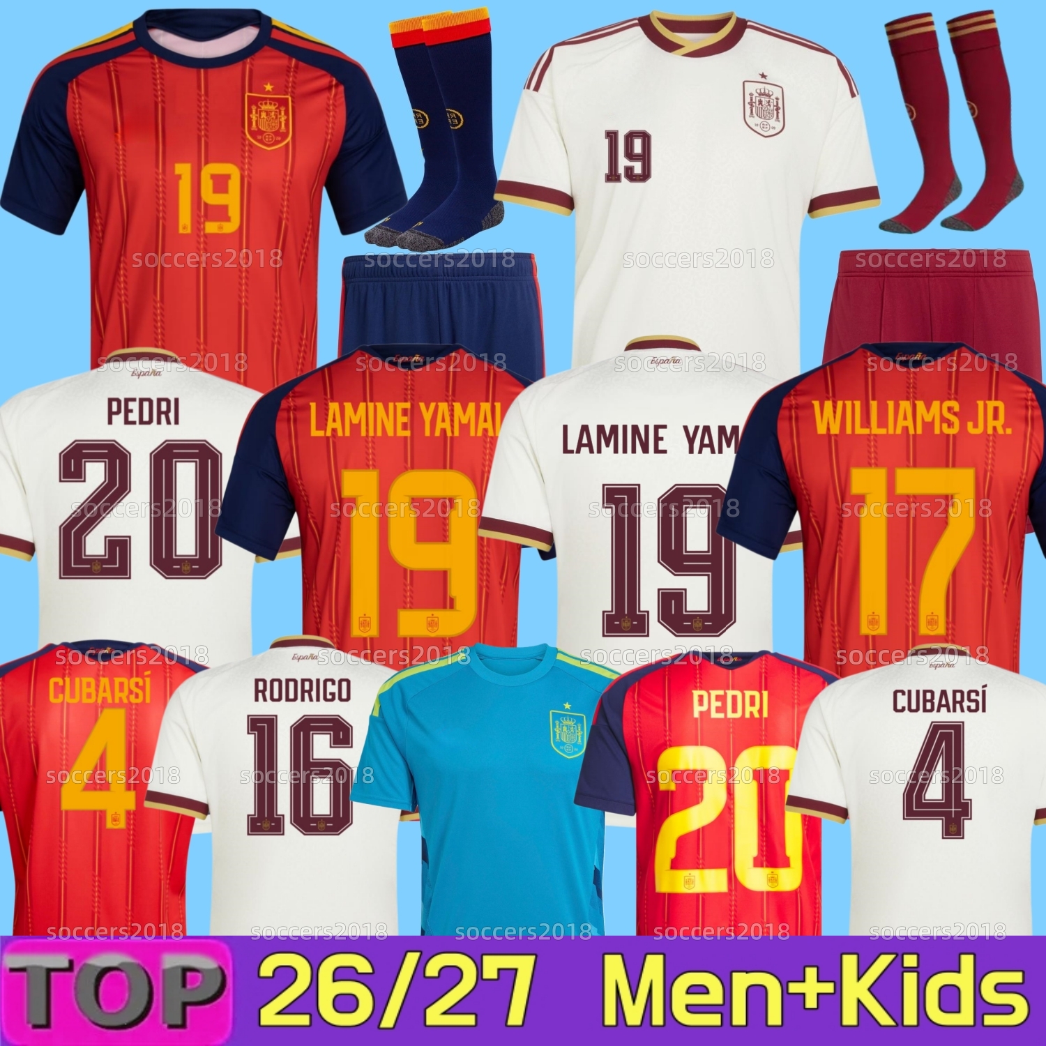 Spain 2026 World Cup LAMINE YAMAL Soccer Jerseys espana PEDRI GAVI PINO 2027 MERINO RODRIGO OLMO SERGIO M.ASENSIO FERRAN 25 26 27 Home Player Football Shirt Men Kids kit