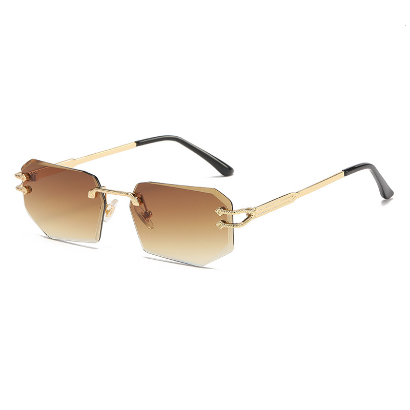 Luxury Brand Designer Jewelry 6066 Snake-Shaped Metal Personality Cut Edge Sunglasses 2024 Fashion Rimless Glasses Street Style Trendy Sunglasses