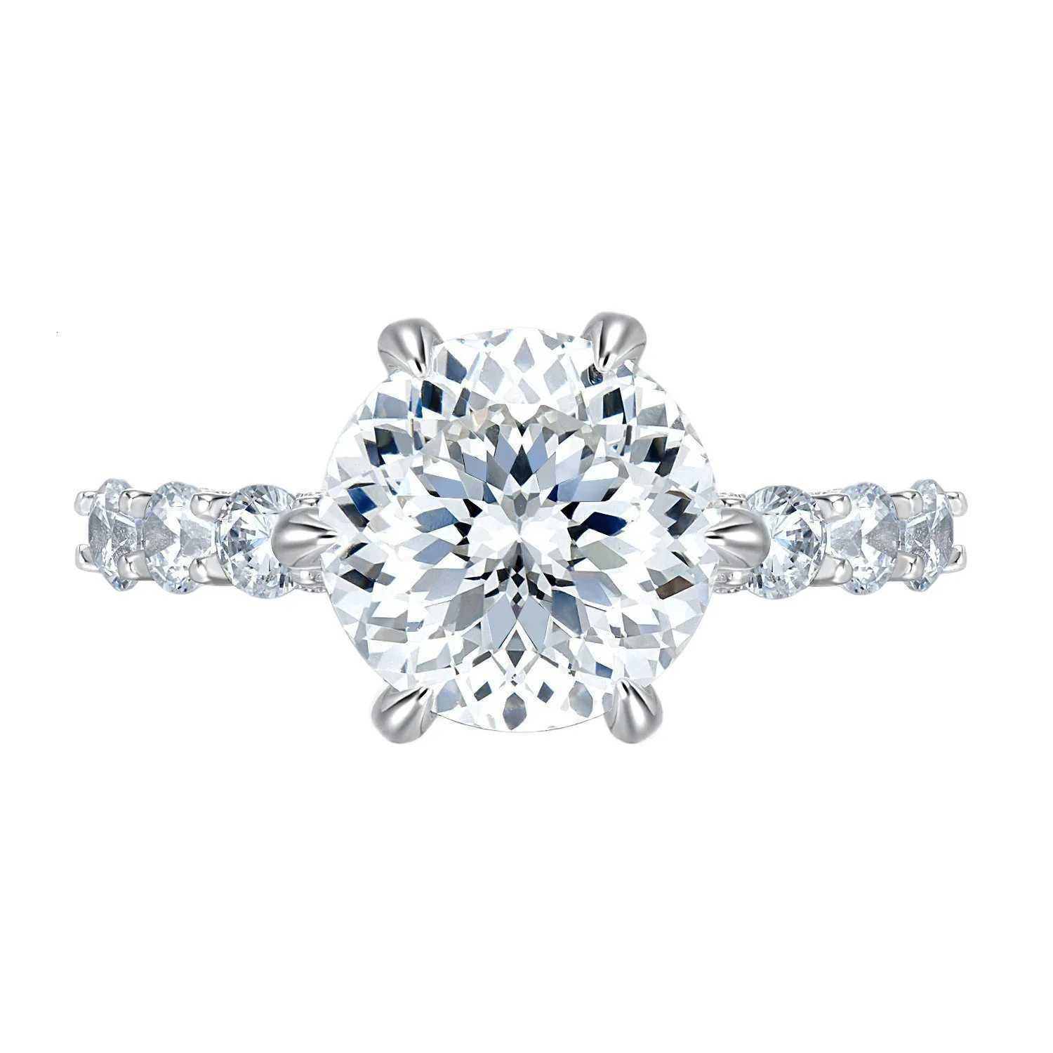Aurora Six-Prong Ring 3ct Moissanite PT950 Platinum - Timeless design 3ct sparkle perfect confession choice H260320 - view 6