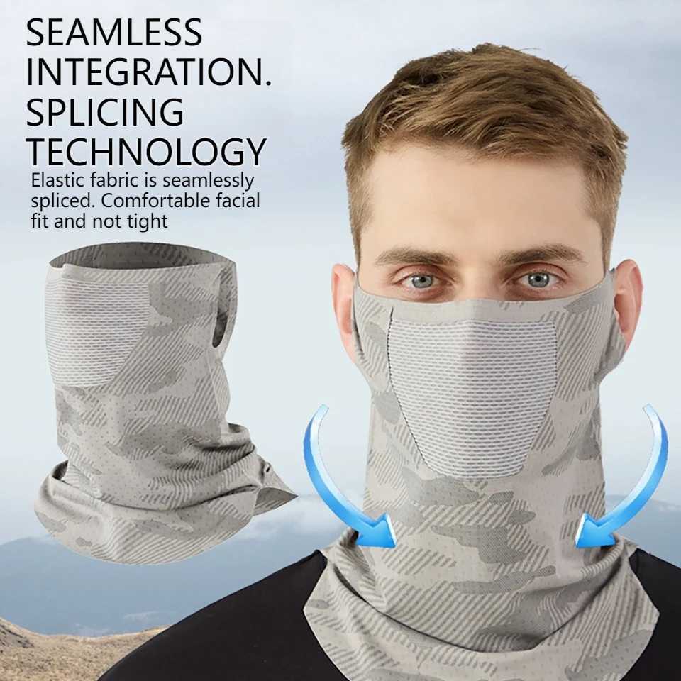 Ice Silk Sunproof Neck Gaiter Long Neck Windproof Breathable Cycling Ear-Hanging Mask UV Protection Seamless Face Cover Unisex M260320