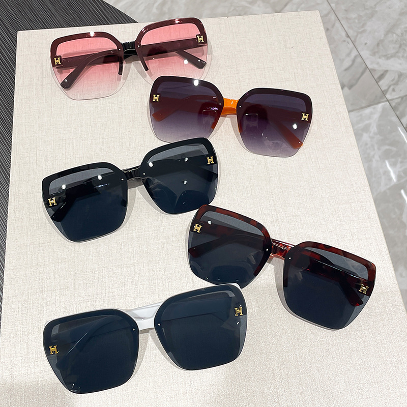 Luxury Brand Designer Jewelry New H Half Frame High-End Sunscreen Slimming HD Sunglasses Fashionable Style UV Protection Sunshade Glasses