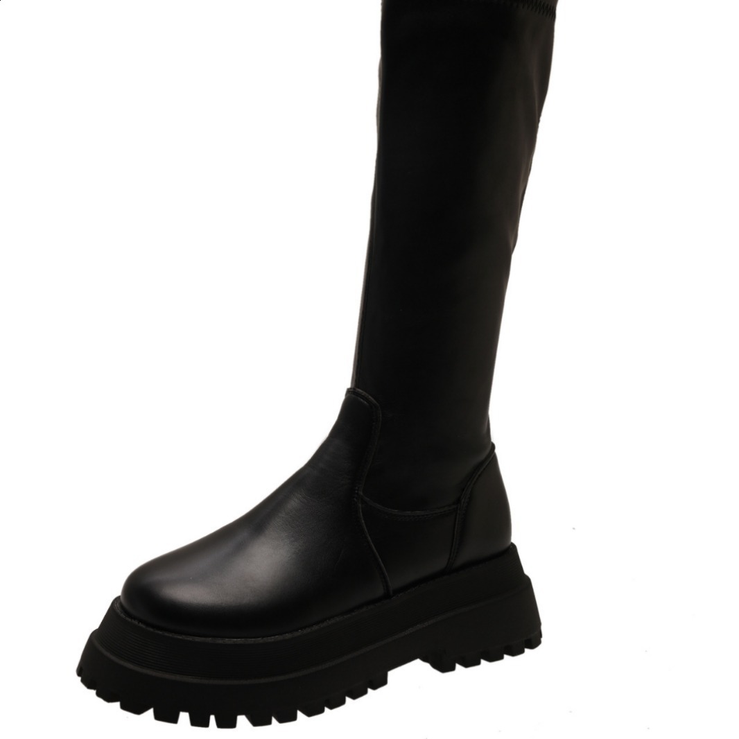 Lace Up Fashion Trend Autumn High Barrel Knight Boots 250716