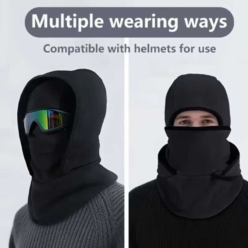 Autumn Winter Fleece Balaclava Cycling Cold-proof Windproof Warm Hood and Hat Thicken Thermal Ski Windproof Women Men M260320