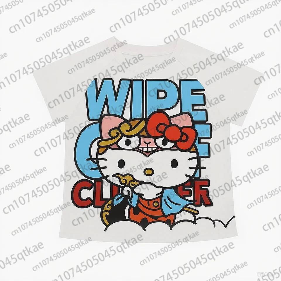 Y2K Hello Kitty Hot Selling Cute Cartoon High Street Cosplay Shirt Women's Loose Casual Comfortable Sports Short Sleeved T-Shirt - view 5