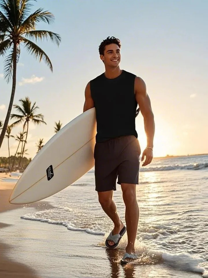 Mens Tank Tops Workout Sleeveless Shirts Summer Solid color Polyester Quick drying Tanks for Men summer Beach Sports TShirts y260312