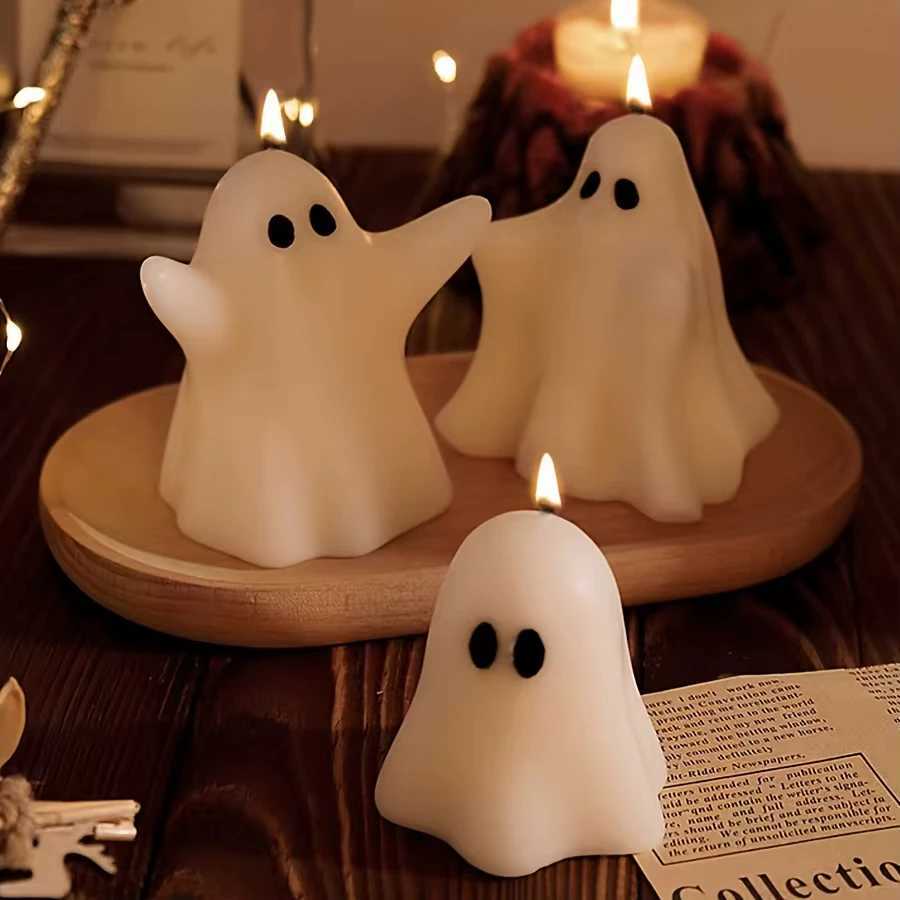 Halloween-Themed Candles White Ghost-Shaped Candles Festive Scented Candles Halloween Gift Atmosphere Decoration H260319