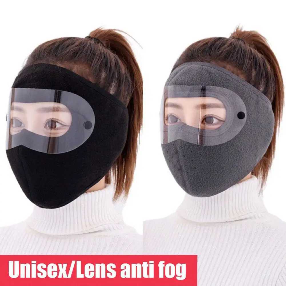 Unisex Winter Windproof Mask Thickened Warm Fleece Breathable Motorcycle Cycling Face Mask With HD Anti-fog Goggles Warm Scarf M260320