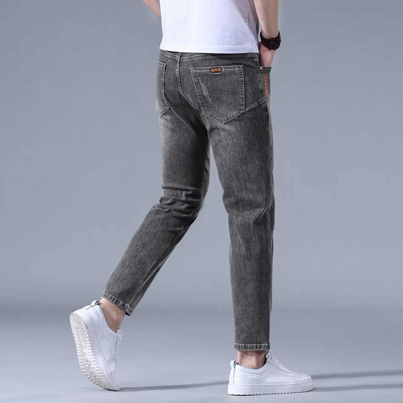 2025 New Four Seasons Jeans Small Size 27 Ankle Short Mens Tight Cowboy Pants Black Grey Mens Stretch Jeans D260320