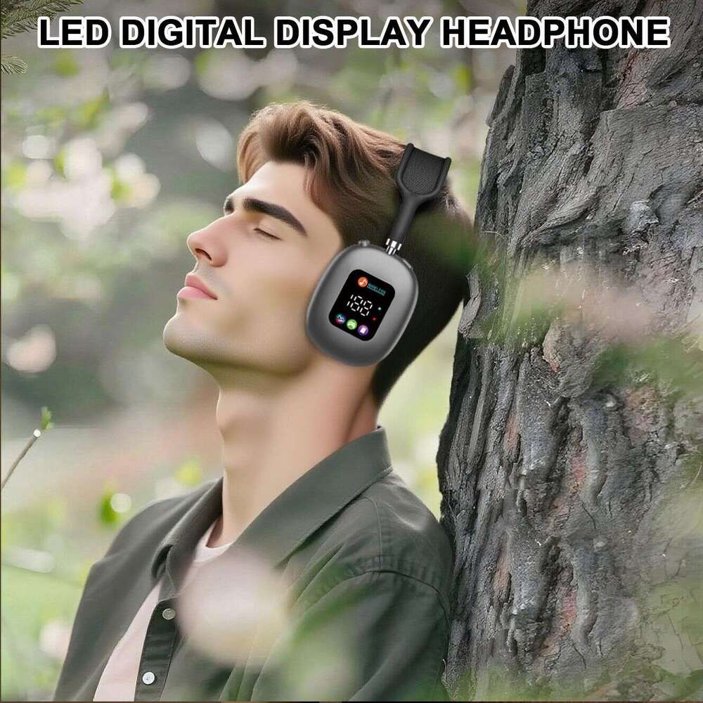 MAX600 Private Mold New Wireless Over Ear Bluetooth Headphones RGB LED Digital Display Support TF Card FM Radio HIFI Stereo Headset CKS