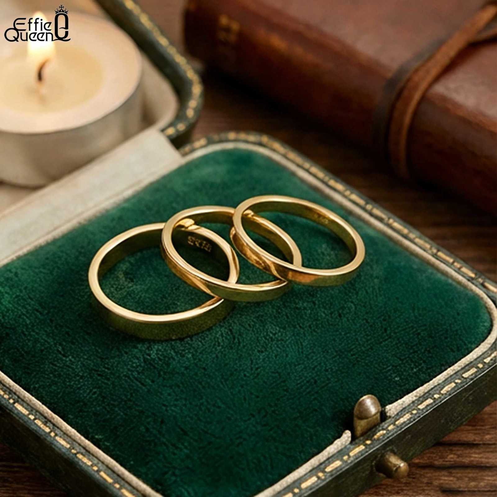 Effie Queen Fashion 925 Sterling Silver Ring Perfect Polished Simple Design Unisex Jewelry Propose Wedding Jewelry Gift APR33 H260320 - view 3