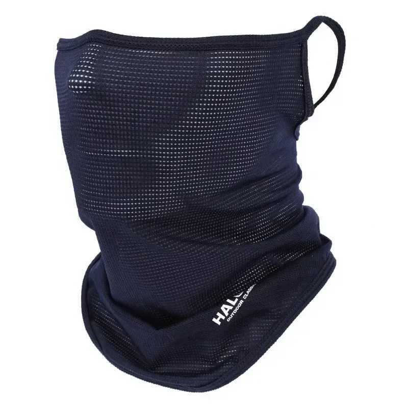 Ice Silk Fishing Cycling Bandana Mesh Face Cover Half Mask Hang-Ear Neck Gaiter Cool Tube Scarf Sport Running Hiking Hunting M260320