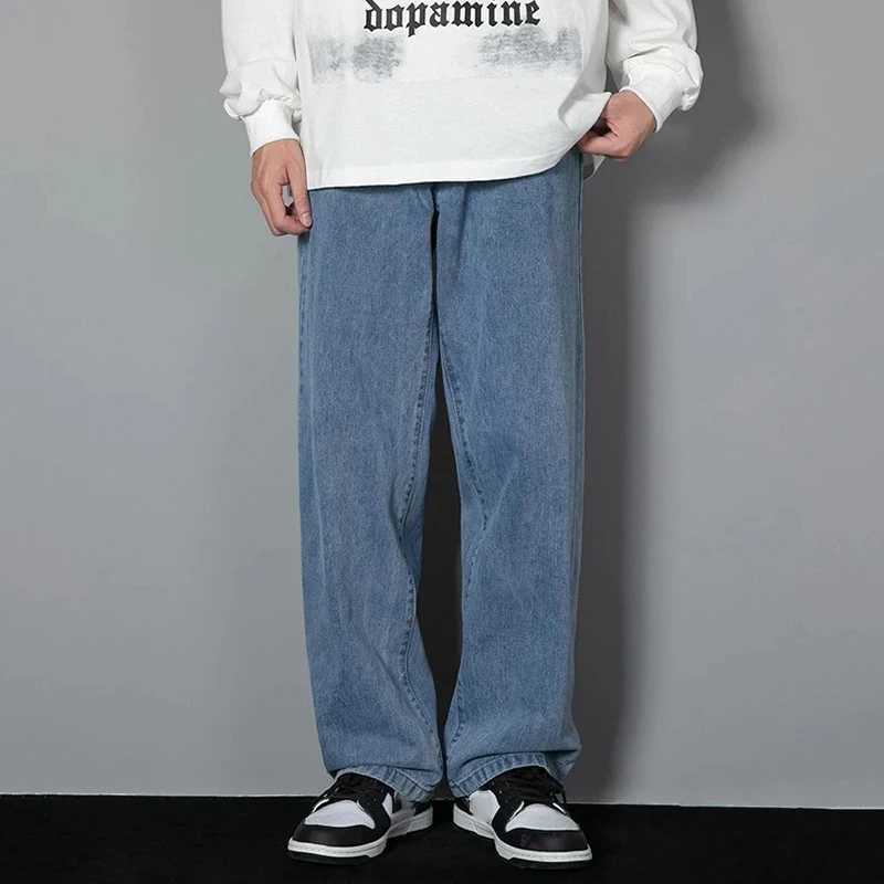 Men Simple Straight Leg Casual Jeans Male Baggy Korean Streetwear Denim Pants Basic Youth Popular Daily Wide Leg Denim Trousers D260320