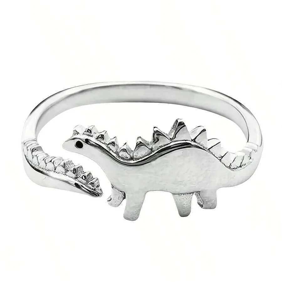 Retro style womens adjustable dinosaur ring - unique Jurassic design simple yet elegant style silver finish comfortable H260320 - view 7