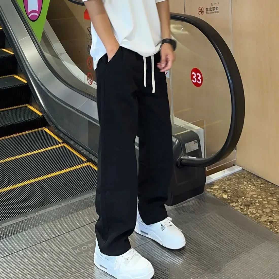 Trendy Mens American High Street Faded Jeans Summer Thin Loose Fit Casual Long Pants D260320