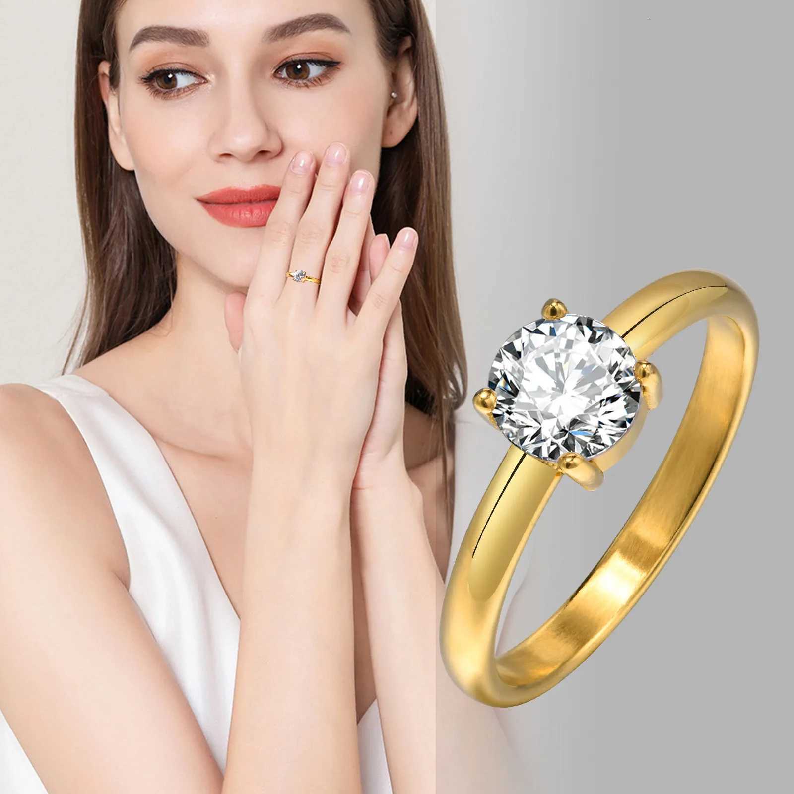 2mm Cubic Zirconia Engagement Ring for Women Eleganet Oval CZ Stone Stainless Steel Wedding Gift H260320 - view 3