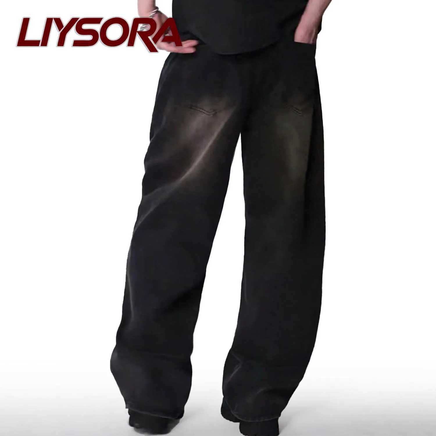 Four Seasons American Retro Black Baggy Wide Leg Jeans Korean Student Casual Straight Loose Denim Pants Gray Blue Jeans Unisex D260320