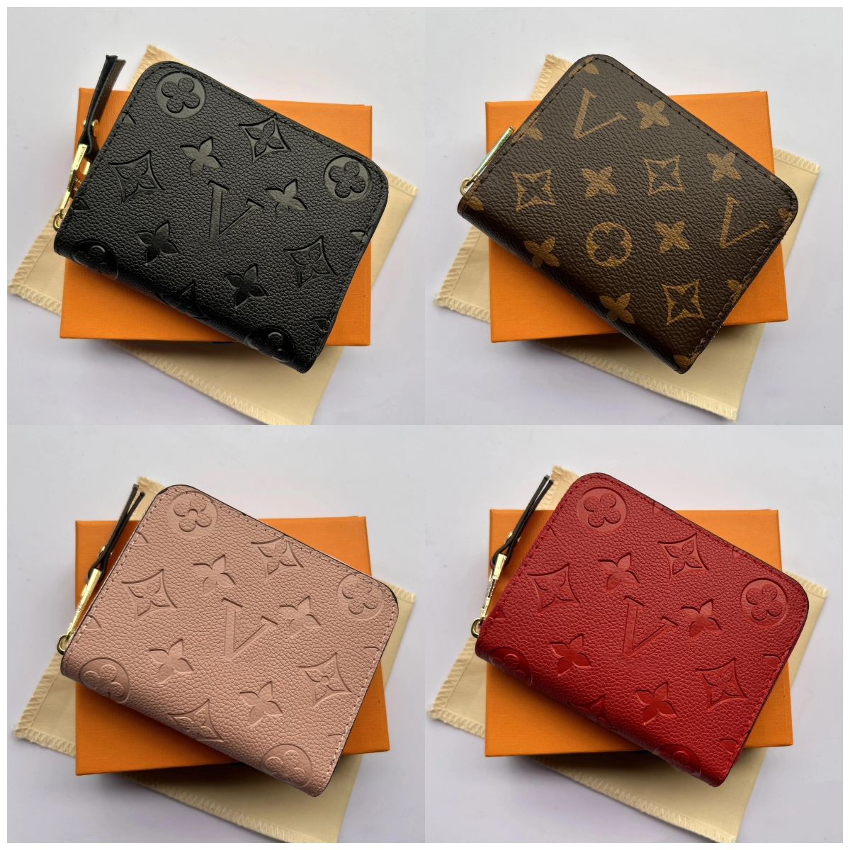 Top quality Fashion designer wallets luxury womens short purses embossed flower letters credit card holders ladies plaid money clutch bags with box and dustbag 10A