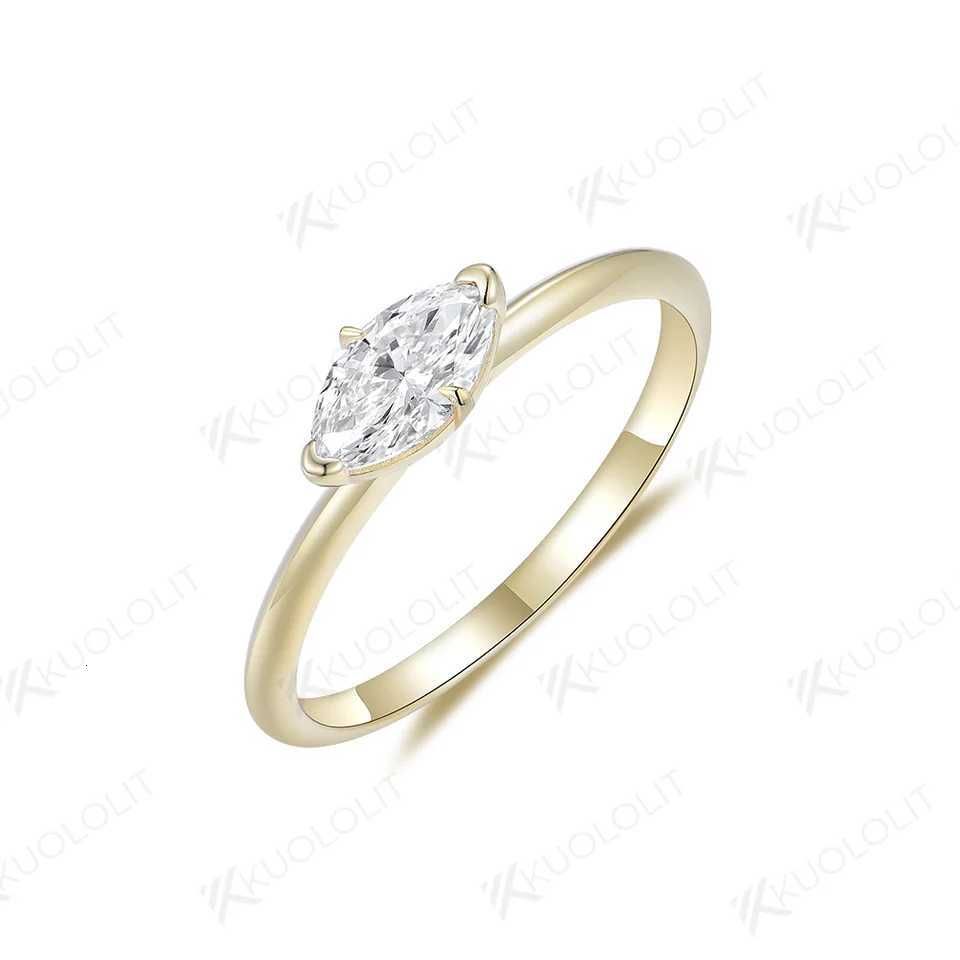 Kuololit 05CT Lab Grown Diamond Engagement Ring for Women Solid 18K 14K 10K 585 Yellow Gold Marquise Ring for Christmas Gifts H260320 - view 5