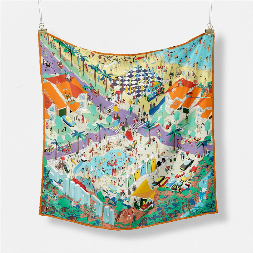53cm Romantic Summer Vacation Fashion Scarves 100 Twill Silk Scarves Women Neckerchief Hijab Square Scarf Shawls 260319 - view 4