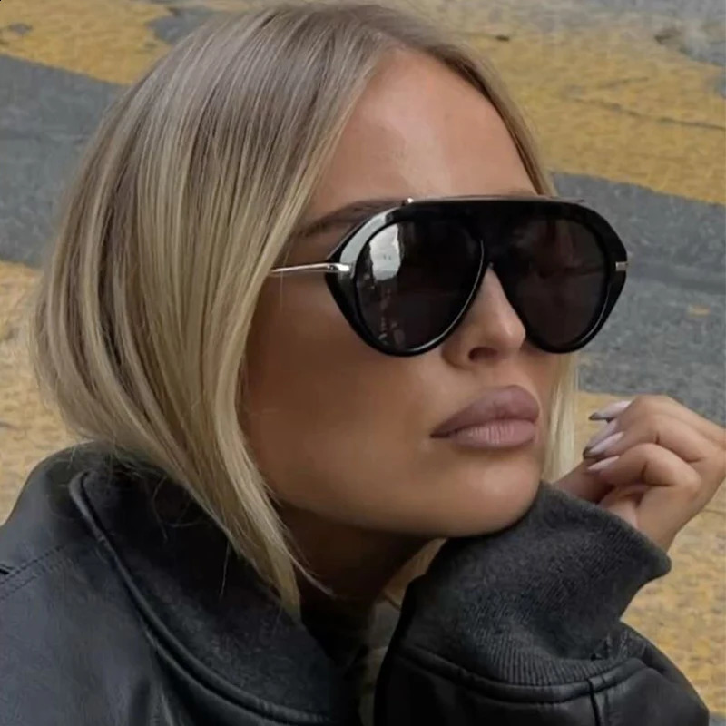 Fashion pilot womens sunglasses Oversized One Piece Sun Glasses Female Trendy Black Round Cool Shades UV400 260320