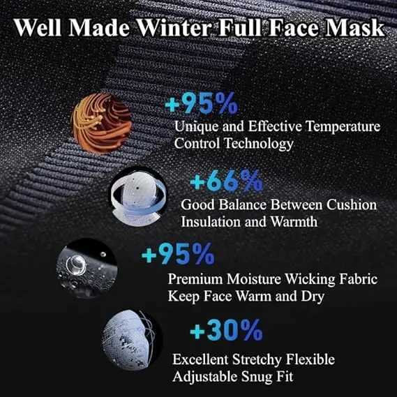 Men Women Cold-Proof Thermal Scarf Winter Ski Hat Balaclava Full Face Mask Ski Cycling Hunting Neck Cover Helmet Liner M260320
