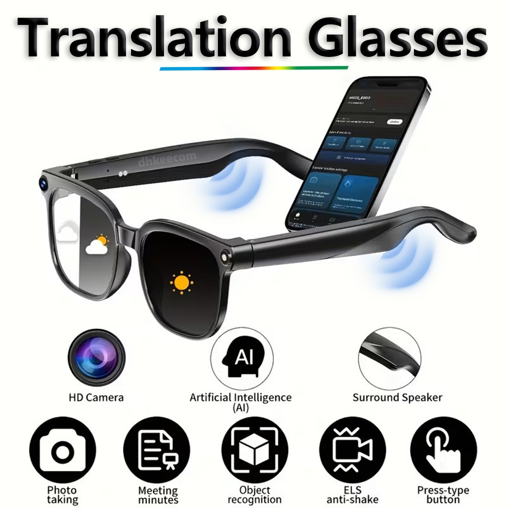 2026 New AI Smart Glasses Voice Assistant Music Bluetooth Large Battery tech Answer Translationmetal Smart Glasses