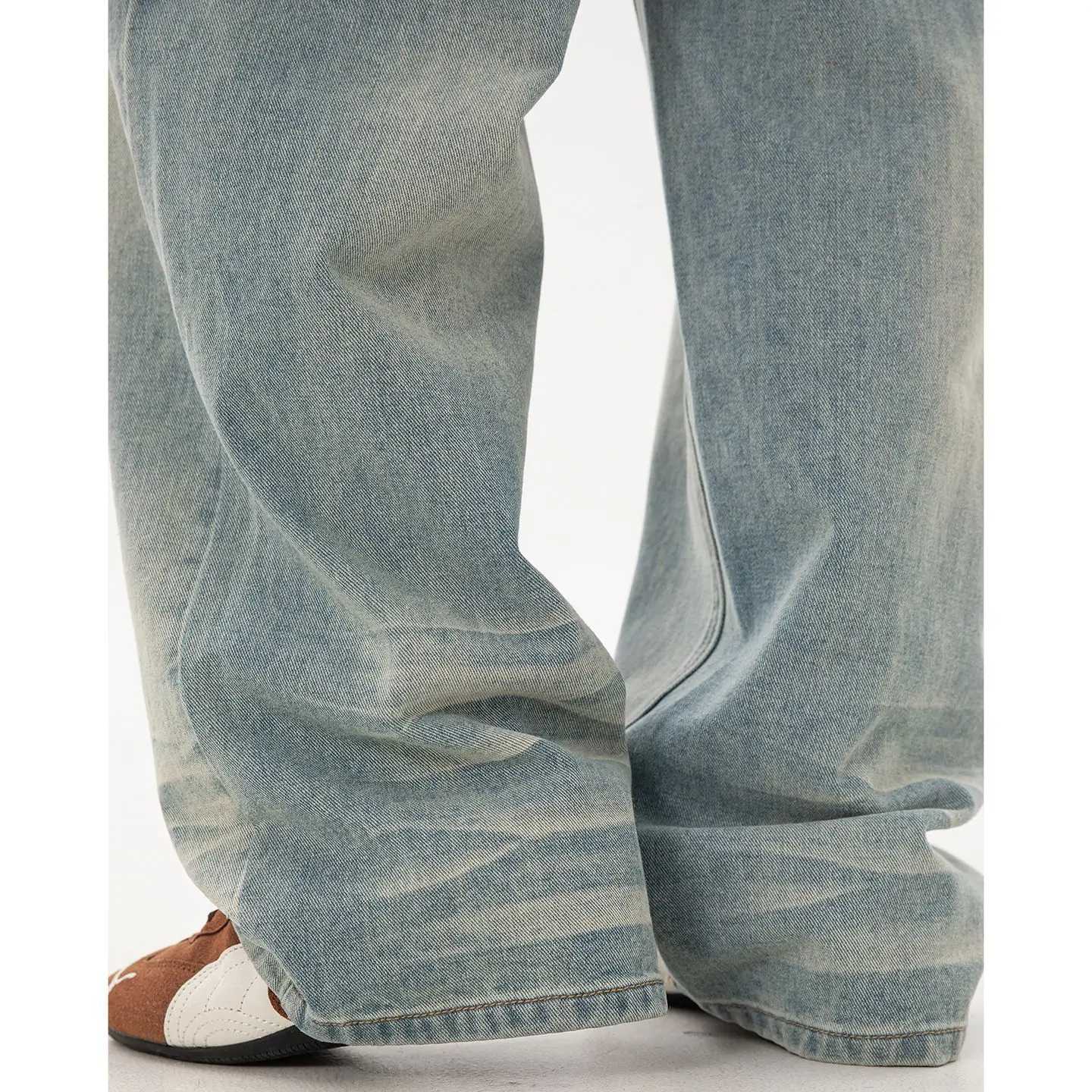 2025 New Style Washed Antique Style Casual Fashion Denim Pants for Men - Autumn Straight Pants - High Street Retro Loose Pants D260320