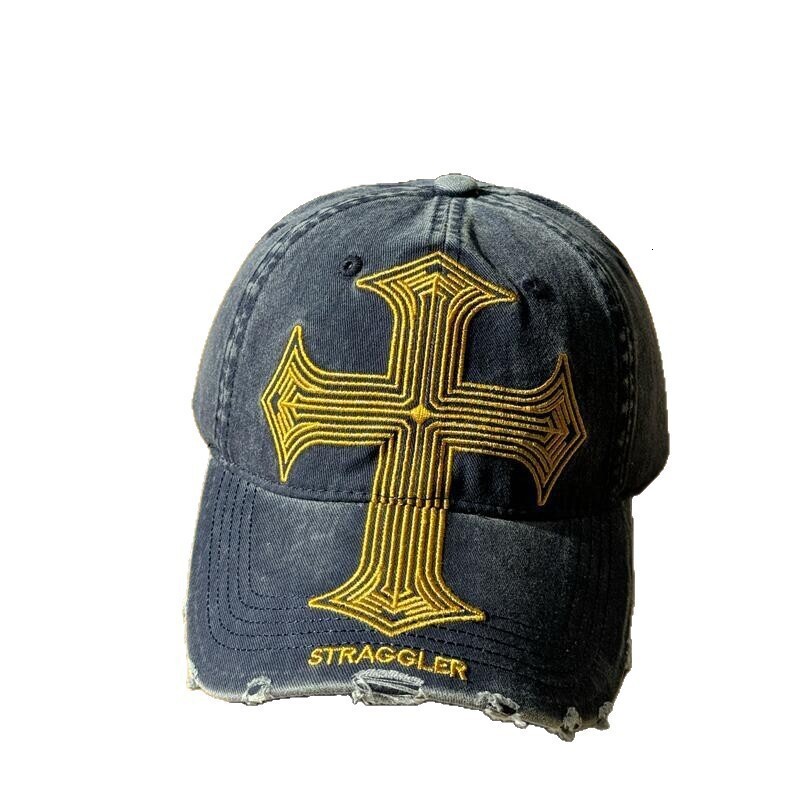 Vintage casquette luxe Distressed Cross Baseball Cap American-Style Soft-Top for Men Women Duckbill Cap Free Shipping - view 6