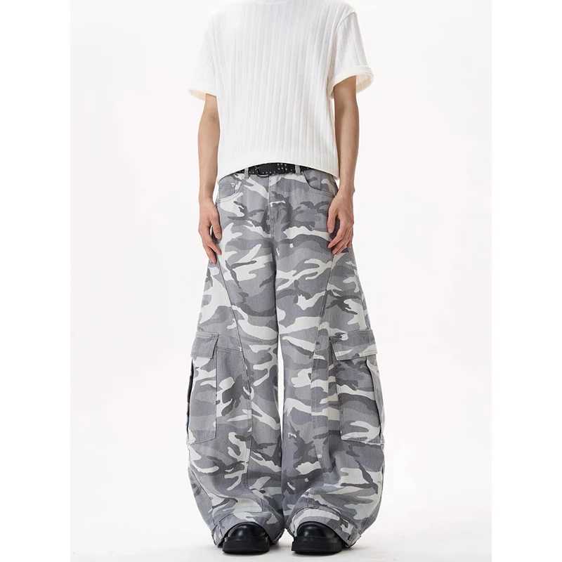 Camouflage Baggy Cargo Pants Mens High Rise Trousers Straight Wide Leg Oversize Pants 2025 Autumn Aesthetics Vintage Y2K jeans D260320
