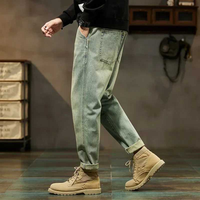 Men Jeans 2026 New Loose and Versatile Harem Pants Retro Simple Fashion Solid Color Comfortable Versatile Male Autumn Summer D260320