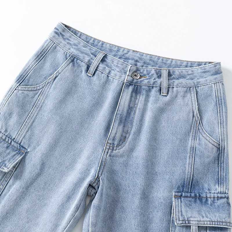 Mens Summer Cool Fashion Denim Jeans Six Pocket Design Regular Fit No Stretch Light Blue Trendy Casual Pants D260320