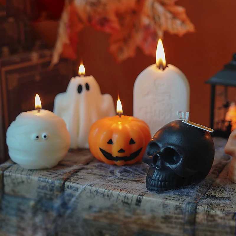 Handcrafted Halloween Ghost Scented Candle Single Wick Jar Design Cute Styling Atmosphere Candlelight Aromatherapy Candle Props H260319