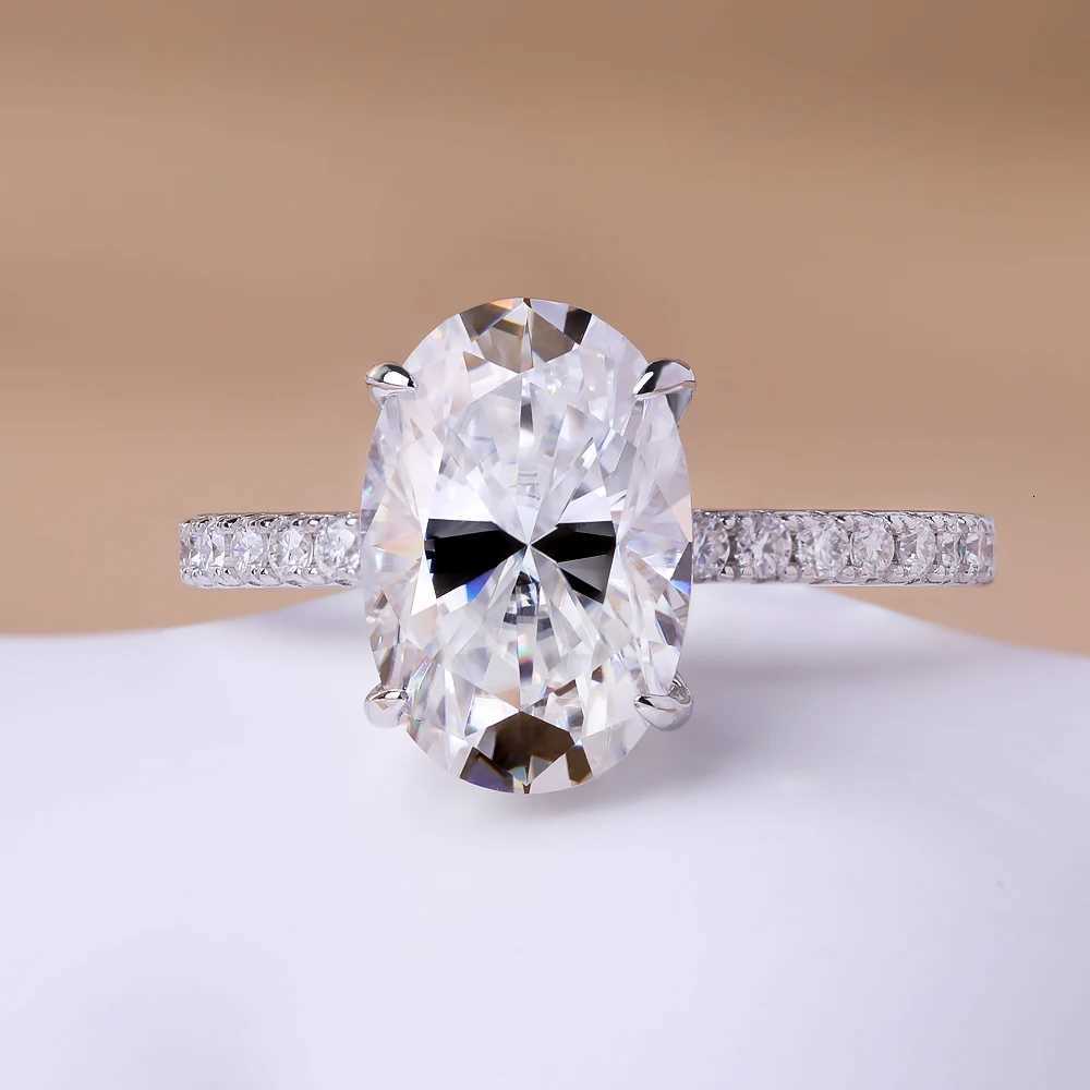 45CT Oval Cut Full Moissanite Rings for Women Sparkling Diamond S925 Sterling Silver Plated 18K Wedding Band Jewelry With GRA H260320 - view 5