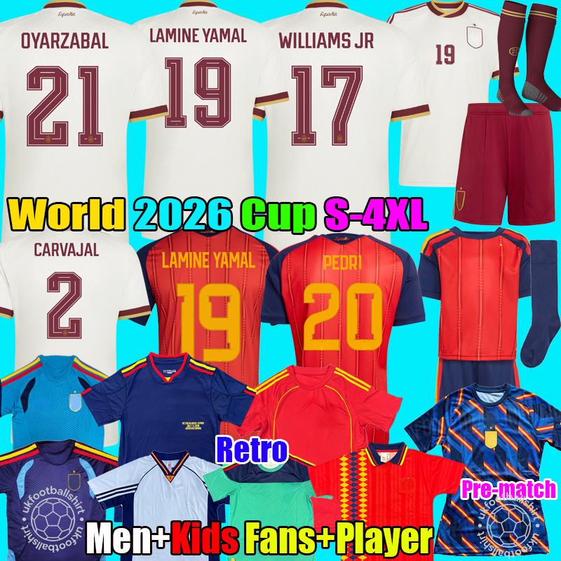 S-4XL Spanish Espana 2026 football shirt soccer jerseys Spain Retro TORRES GAVI RODRIGO PEDRI LAMINE YAMAL MORATA Men 26 27 2027 Women Camiseta de foot Men kids kit